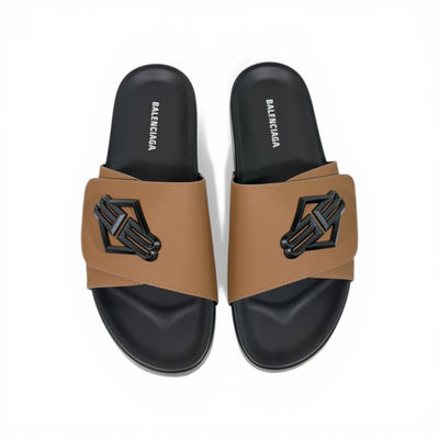 BALENCIAGA Luxury Brown Slide – Statement Logo Design & Premium Minimal Style 👟✨