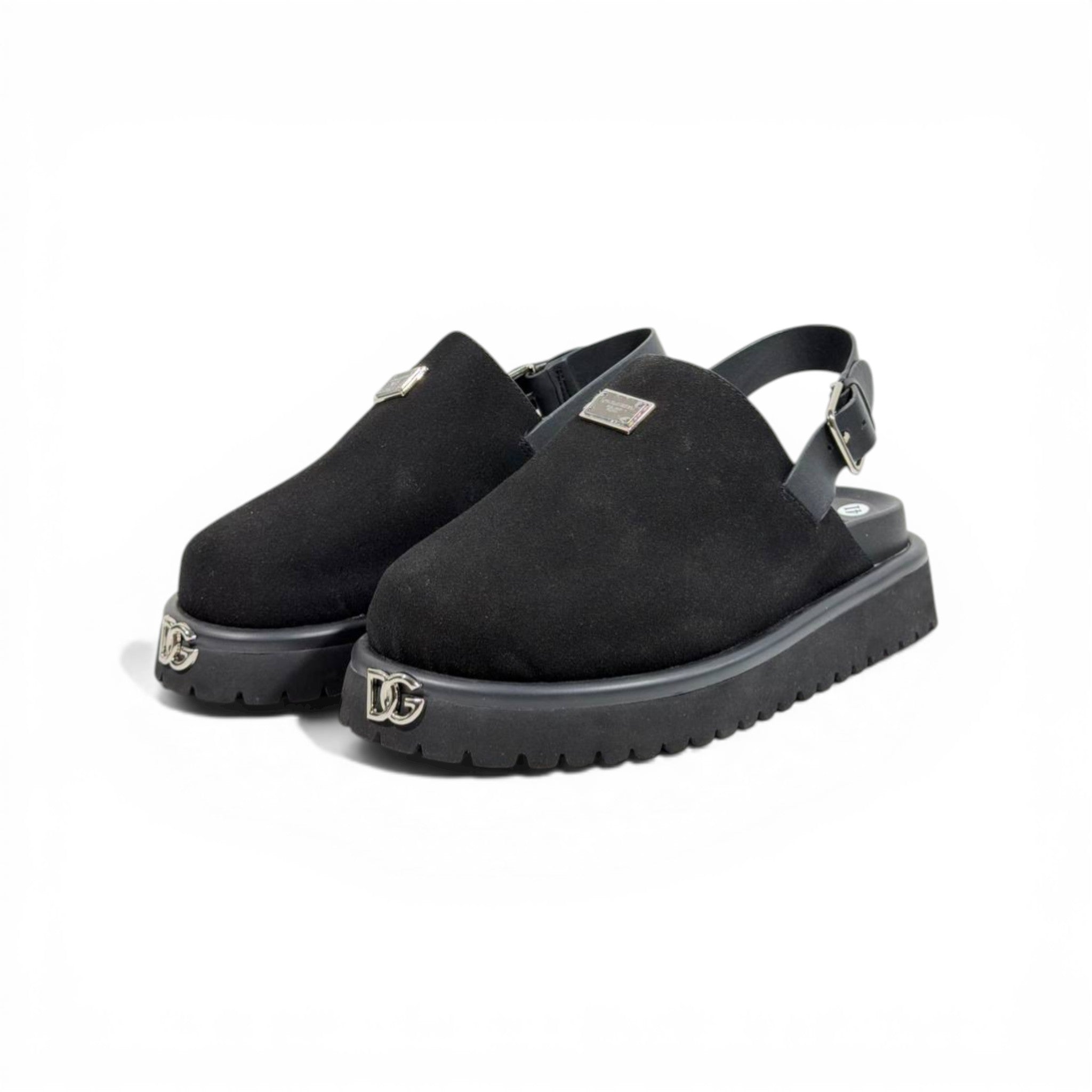 DOLCE & GABBANA Luxury Black Slingback Clogs – DG Logo Statement & Premium Chunky Sole 👟✨