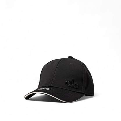 Alo Yoga All-Black Performance Cap 🖤 | Tonal Logo Hat with White Trim