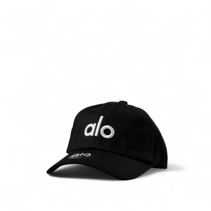 Alo Yoga Classic Black Cap 🖤🤍 | Cotton Dad Hat with White Embroidered Logo