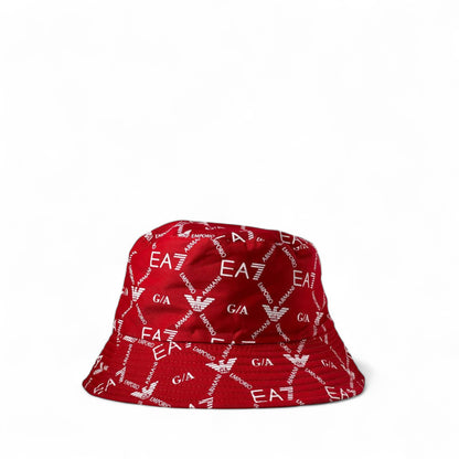 Emporio Armani Reversible Bucket Hat 🔴 | Red Double-Face Logo Hat with Monogram & Eagle Embroider