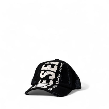 Diesel Black Distressed Cap 🖤 | Bold Streetwear Statement