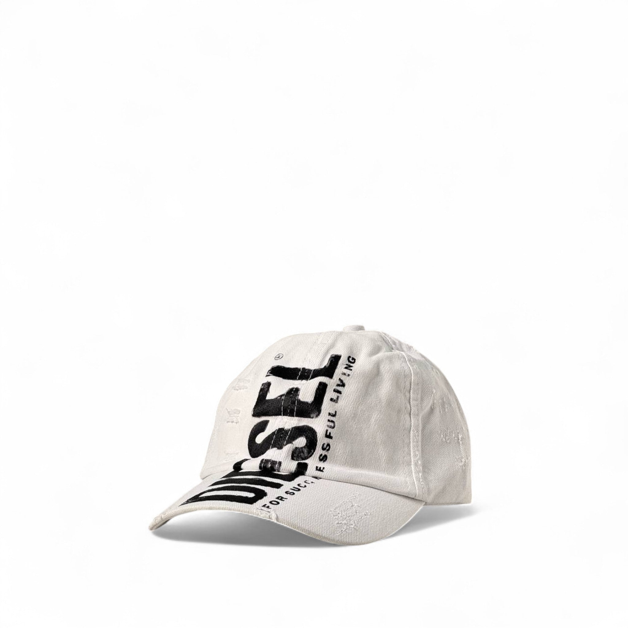 Diesel White Distressed Cap 🤍 | Bold & Minimalist Vibel