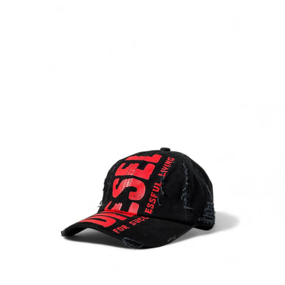 Diesel Distressed Black Cap 🔥 Bold Red Logo | Streetwear Essential