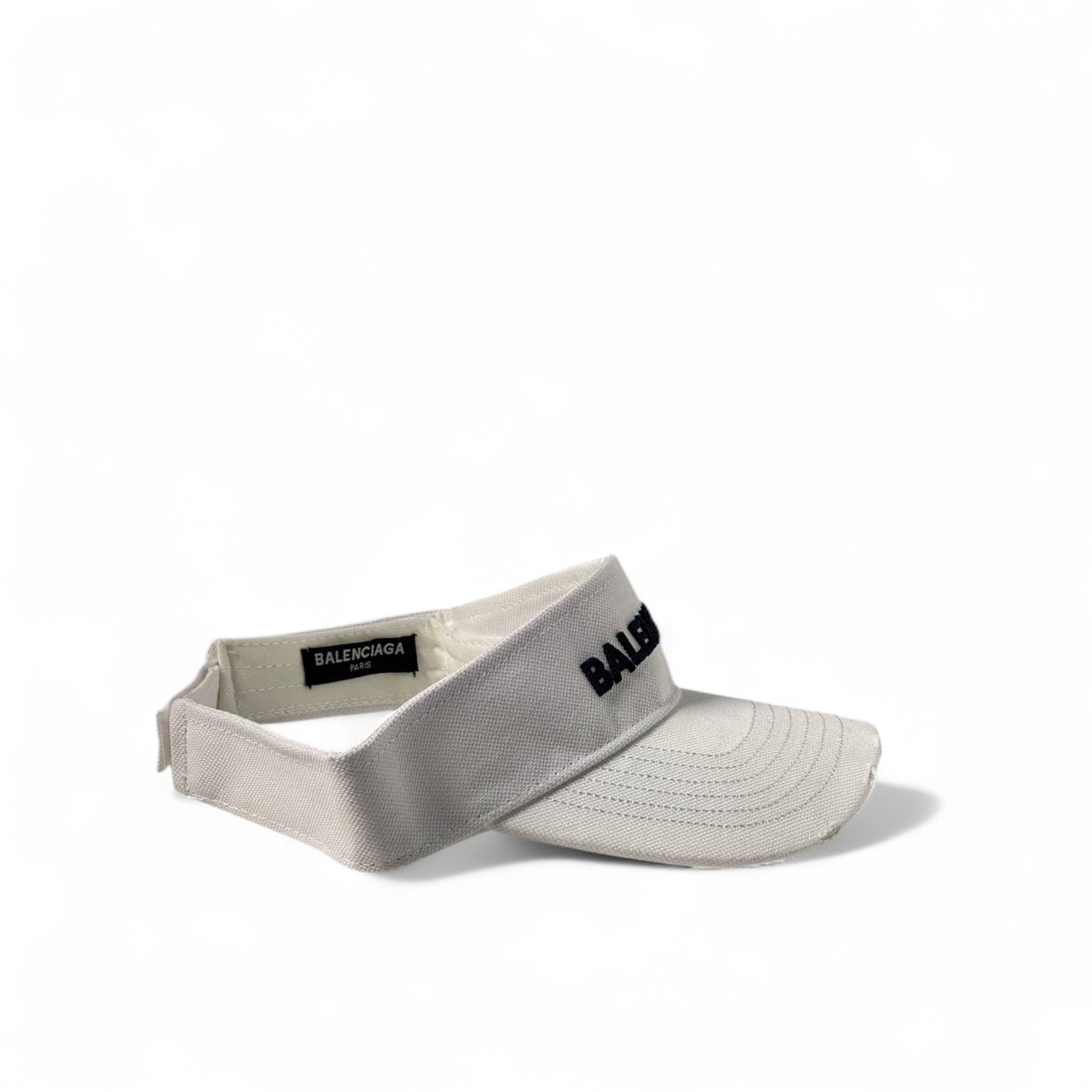 Balenciaga White Logo Visor 🕶️ – Minimal Street Luxe Unisex Cap