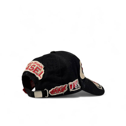 🧢 Diesel “For Successful Living” Distressed Cap – Black & Red