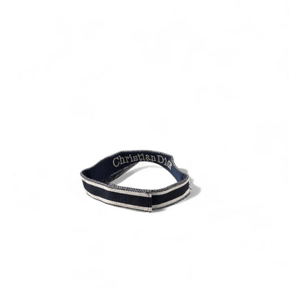 👒 Christian Dior Embroidered Toile de Jouy Visor – Navy & White