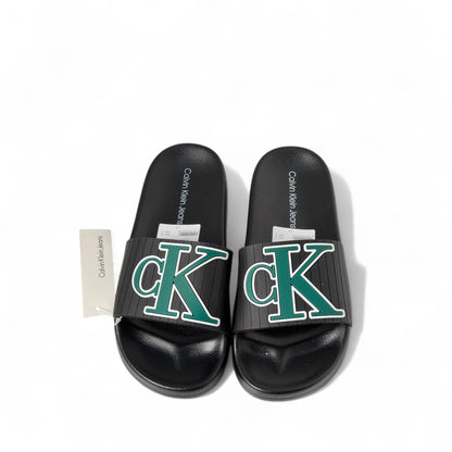 ✅🖤 Calvin Klein CK Logo Black Slides – Iconic Comfort 👣