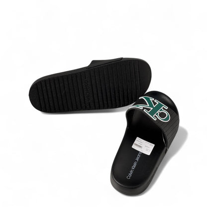 ✅🖤 Calvin Klein CK Logo Black Slides – Iconic Comfort 👣