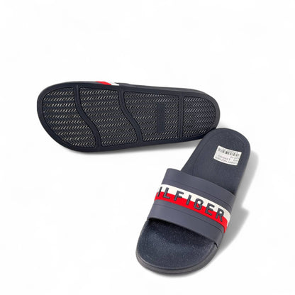 🔵🔴 Tommy Hilfiger Navy Slides – Classic Logo Comfort 👟