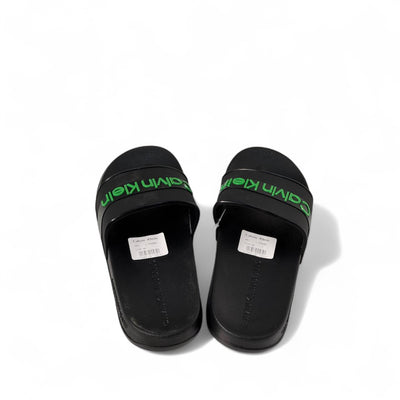 Calvin Klein Slides – Black with Neon Green Logo | Bold Street Vibes 🖤💚⚡