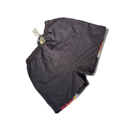 HELLSTAR Flame Skull Swim Shorts – Black | Wings & Fire Graphic 🔥💀🖤