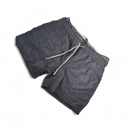 Valentino-Inspired Logo Waist Swim Shorts – Black Minimal Luxe 🖤👑