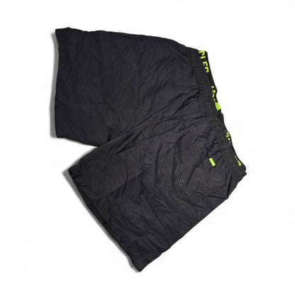 Moncler-Inspired Swim Shorts – Black with Neon Green Logo Waistband 💚🖤⚡