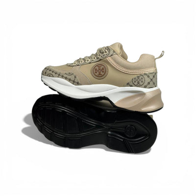 🤍✨ Tory Burch Monogram Chunky Sneakers – Beige Luxury Style ✨🤍