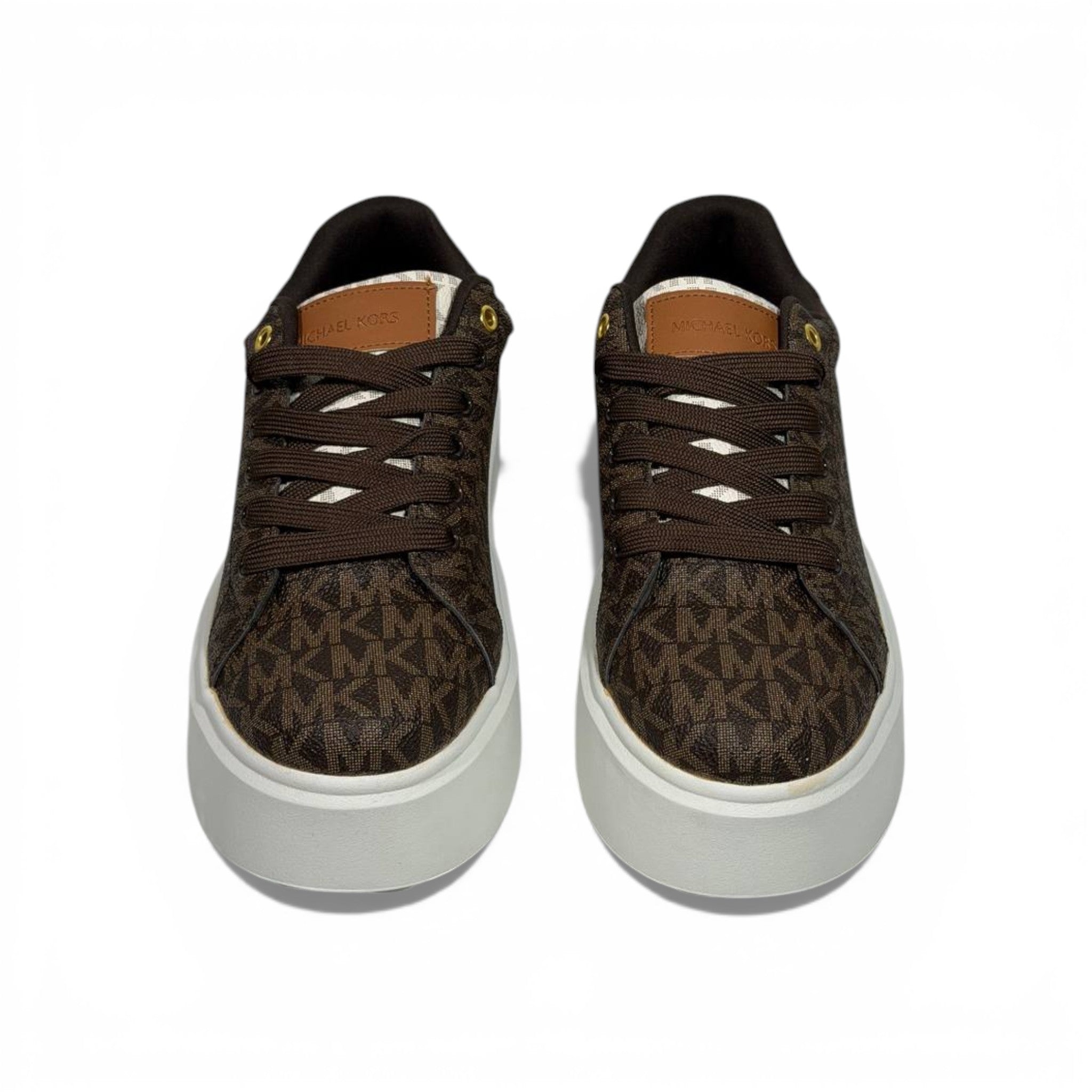 🤎✨ Michael Kors Platform Logo Sneakers – Brown Signature Edition ✨🤎