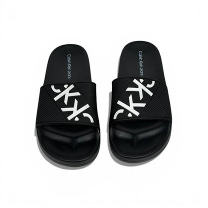 🖤✨ Calvin Klein Jeans Logo Slide Slippers – Black Iconic Style ✨🖤