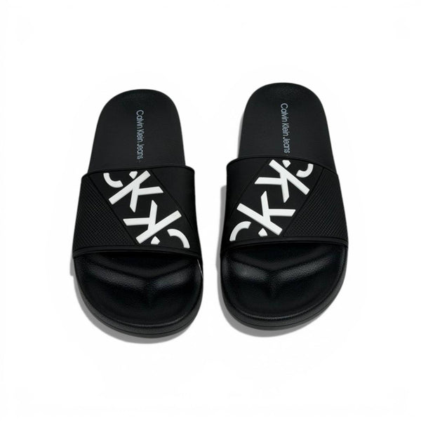 🖤✨ Calvin Klein Jeans Logo Slide Slippers – Black Iconic Style ✨🖤