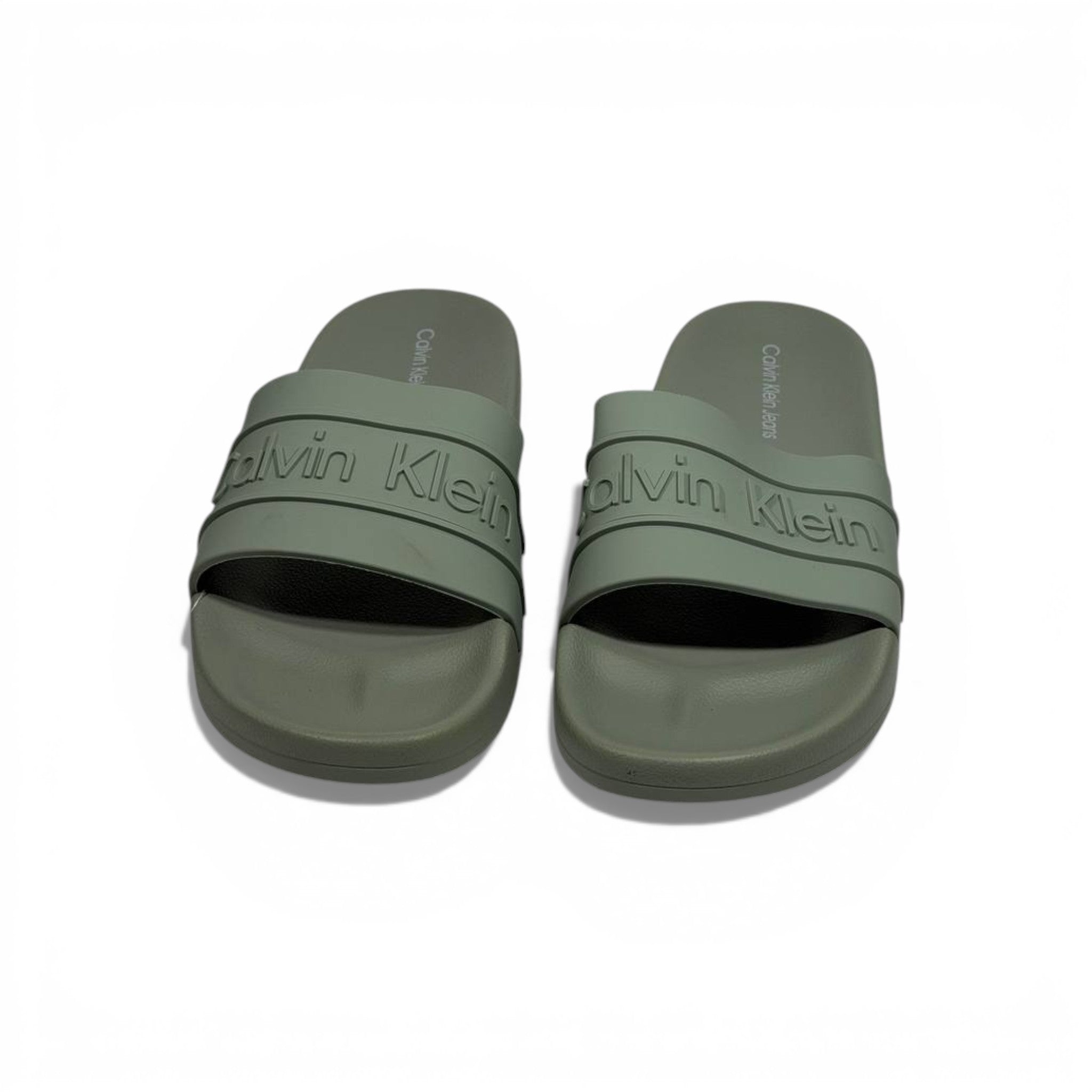 🌿✨ Calvin Klein Embossed Logo Slide Slippers – Sage Green Minimal Luxury ✨🌿