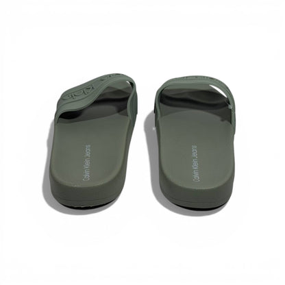 🌿✨ Calvin Klein Embossed Logo Slide Slippers – Sage Green Minimal Luxury ✨🌿