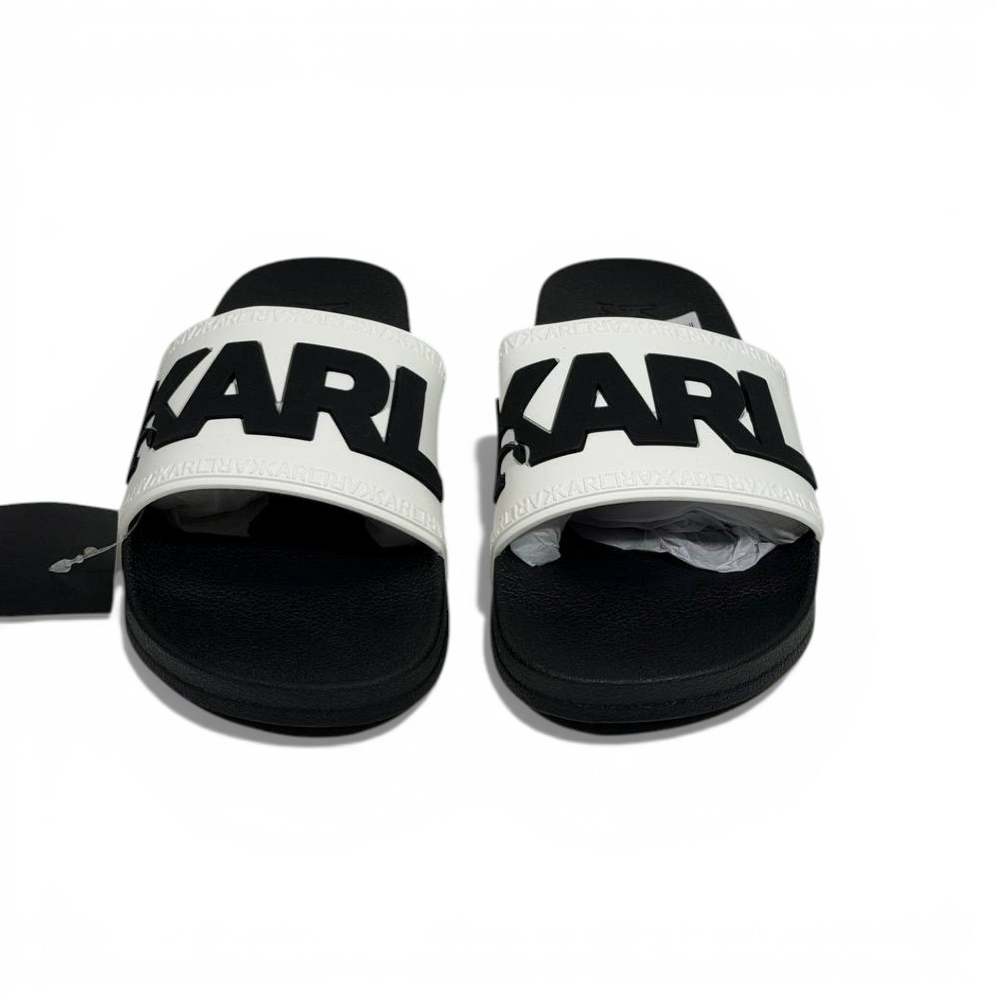 🖤 Karl Lagerfeld Bold Logo Slide Slippers – Black & White