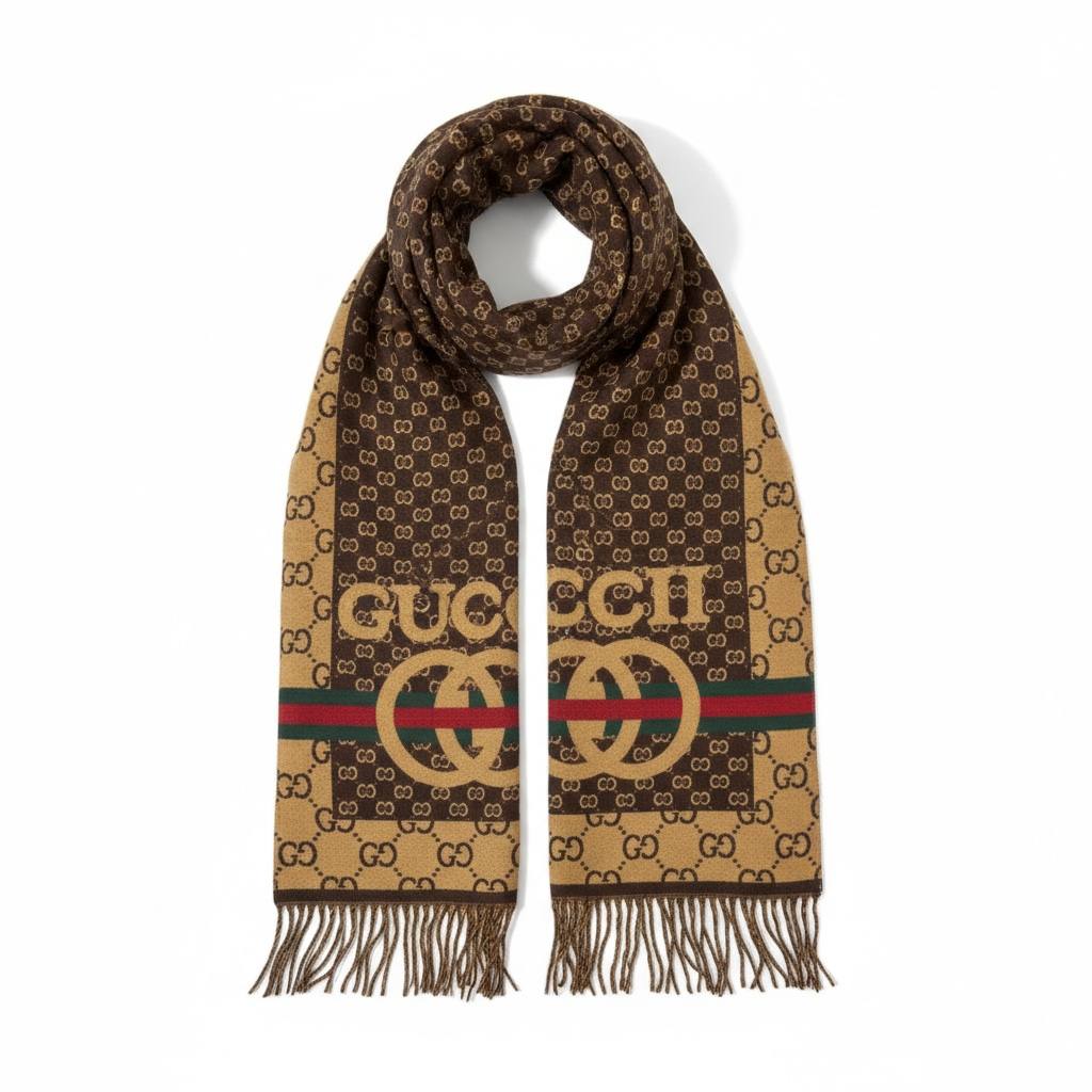 🤎 Gucci GG Monogram Scarf – Iconic Brown Luxury Style 🤎