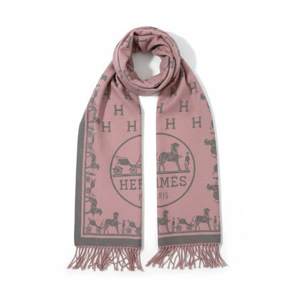 🌸 Hermès Dusty Pink Cashmere Style Scarf