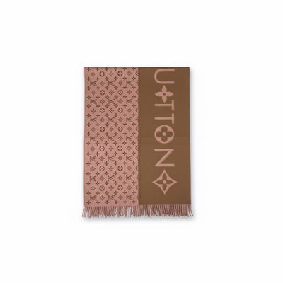 🤎 Louis Vuitton Brown And Blush Monogram Winter Scarf