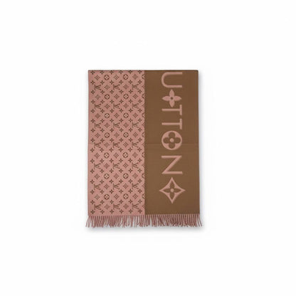 🤎 Louis Vuitton Brown And Blush Monogram Winter Scarf