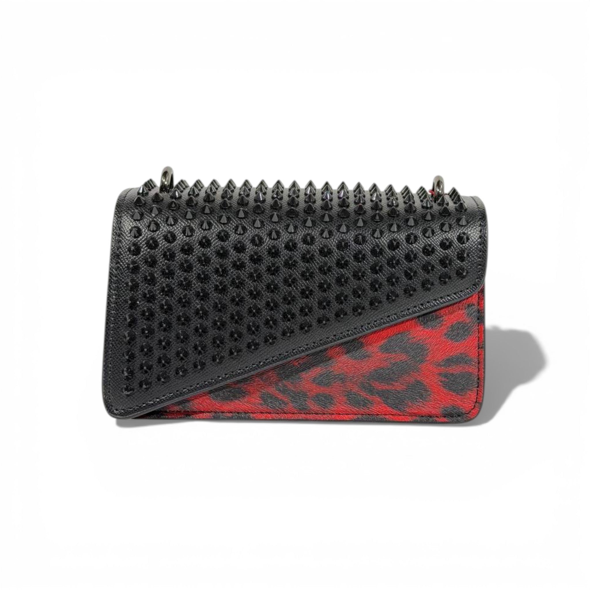 ❤️🖤 Christian Louboutin Studded Red Leopard Clutch