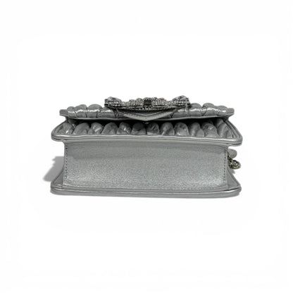 🤍✨ Miu Miu Silver Matelassé Crystal Buckle Shoulder Bag