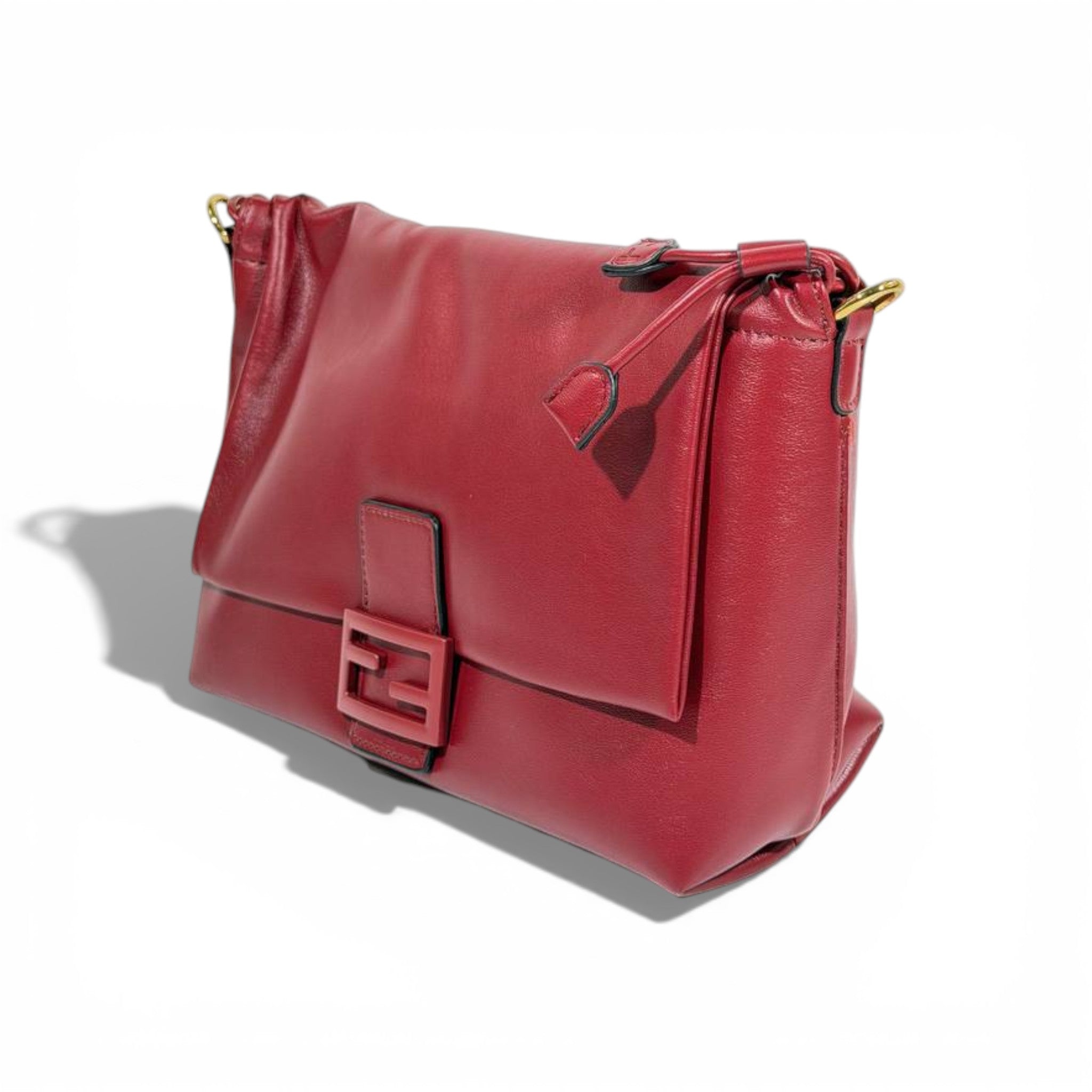 Fendi Leather Baguette Shoulder Bag – Burgundy Red ❤️✨