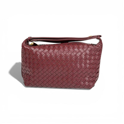 Bottega Veneta Intrecciato Shoulder Bag – Burgundy Red 🍷✨