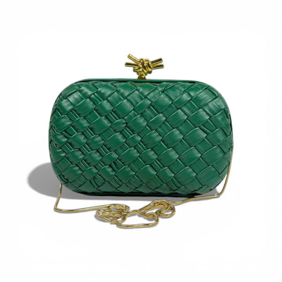 Bottega Veneta Intrecciato Knot Clutch – Emerald Green 💚✨
