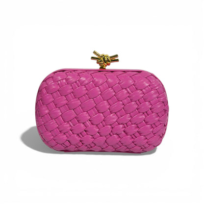 Bottega Veneta Intrecciato Knot Clutch – Pink 💗✨