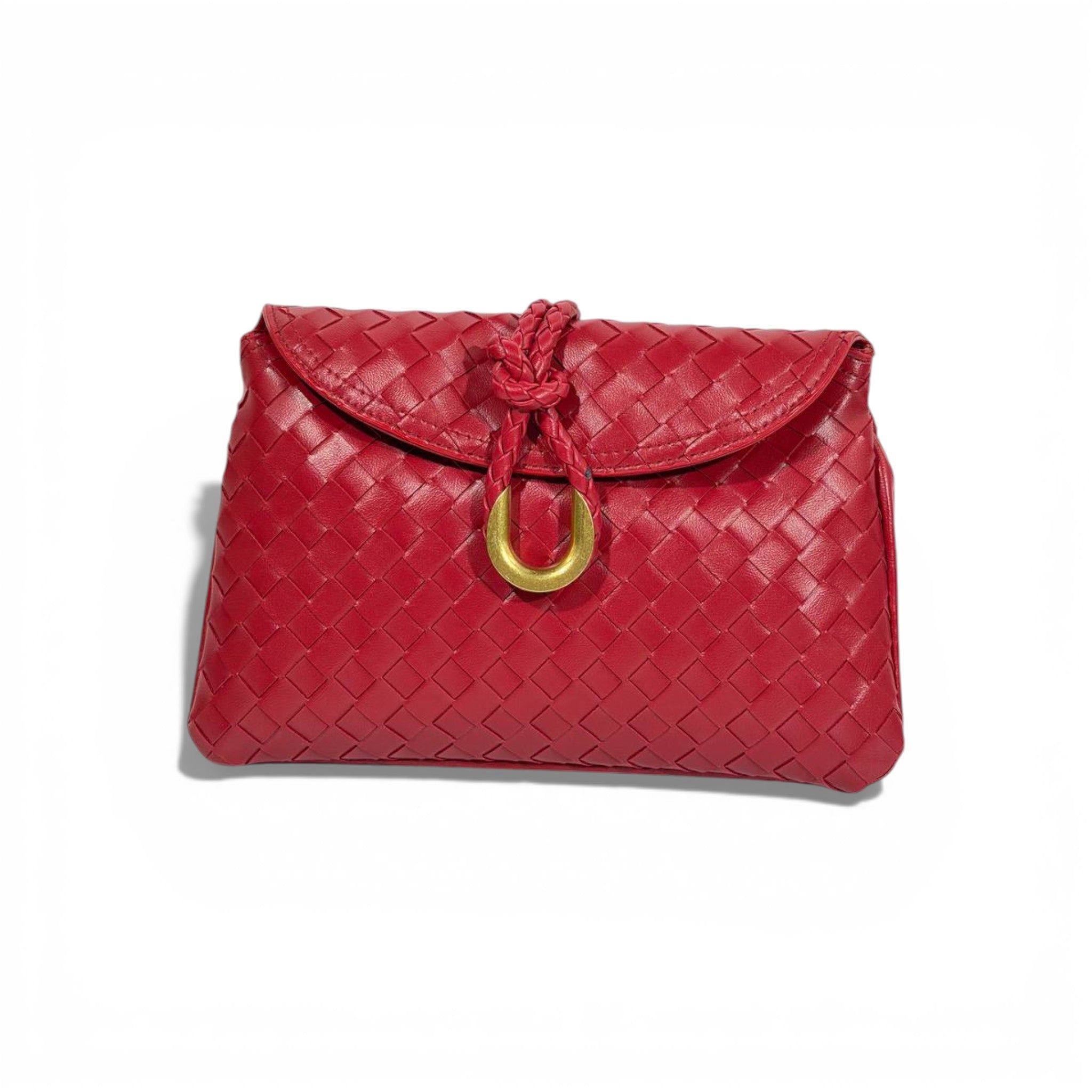 👜 Bottega Veneta Intrecciato Leather Clutch – Red ❤️