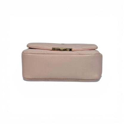 Charles & Keith Quilted Mini Top Handle Bag Pink Gold Hardware