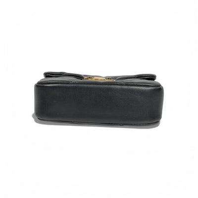 Charles & Keith Quilted Mini Top Handle Bag Black Gold Hardware