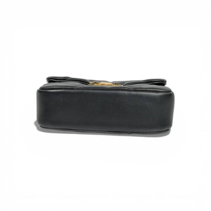 Charles & Keith Quilted Mini Top Handle Bag Black Gold Hardware