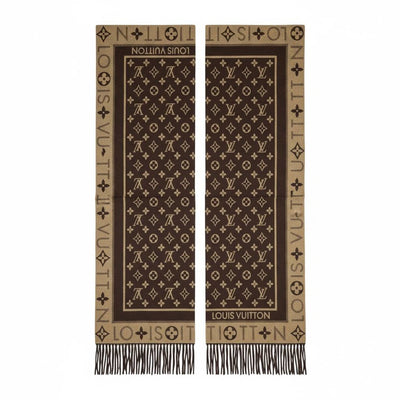 Louis Vuitton Monogram Cashmere Blend Scarf Brown Classic Design