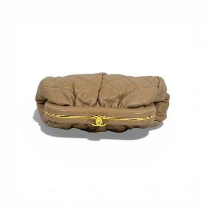 🤎 Chanel Quilted Beige Clutch | Classic Nude Luxury Evening Bag ✨👜