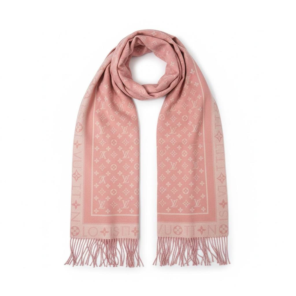 Louis Vuitton Pink Monogram Scarf with Fringe Luxury Winter Shawl 💗✨