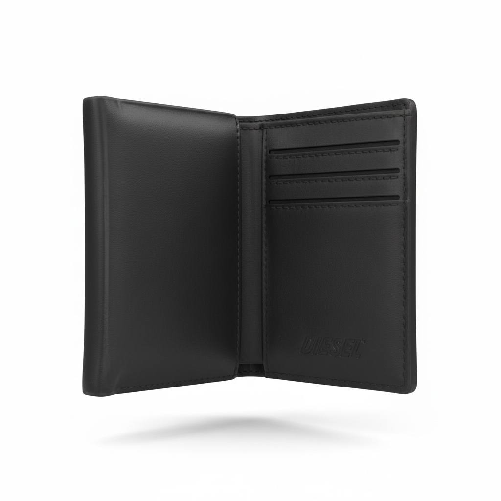DIESEL Luxury Black Leather Wallet – Minimal Logo Design & Premium Everyday Style 👝✨