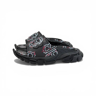 BALENCIAGA Luxury Graphic Slide Sandals – BB Logo Print & Chunky Streetwear Sole 👟🔥