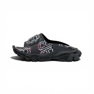 BALENCIAGA Luxury Graphic Slide Sandals – BB Logo Print & Chunky Streetwear Sole 👟🔥