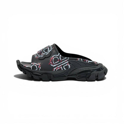 BALENCIAGA Luxury Graphic Slide Sandals – BB Logo Print & Chunky Streetwear Sole 👟🔥