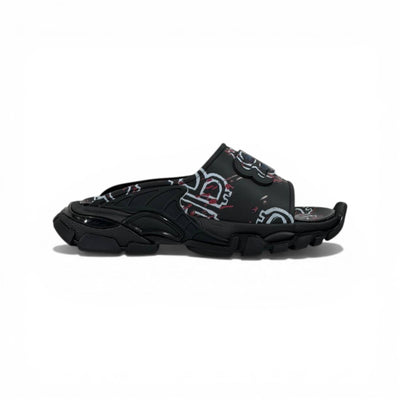 BALENCIAGA Luxury Graphic Slide Sandals – BB Logo Print & Chunky Streetwear Sole 👟🔥