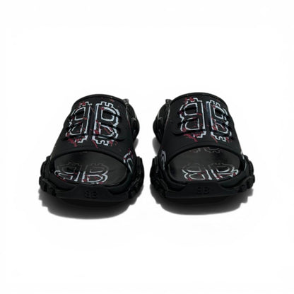 BALENCIAGA Luxury Graphic Slide Sandals – BB Logo Print & Chunky Streetwear Sole 👟🔥