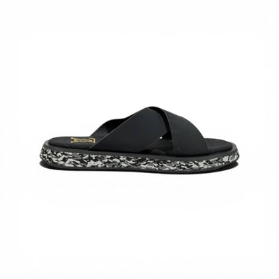 LOUIS VUITTON Luxury Black Cross Strap Sandals – LV Logo Detail & Marble Sole Design 👡✨