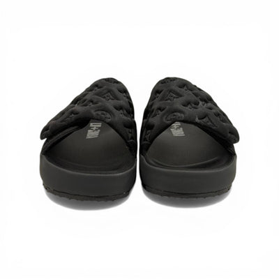 LOUIS VUITTON Luxury Black Monogram Slide Sandals – Embossed Design & Minimal Premium Style 👟